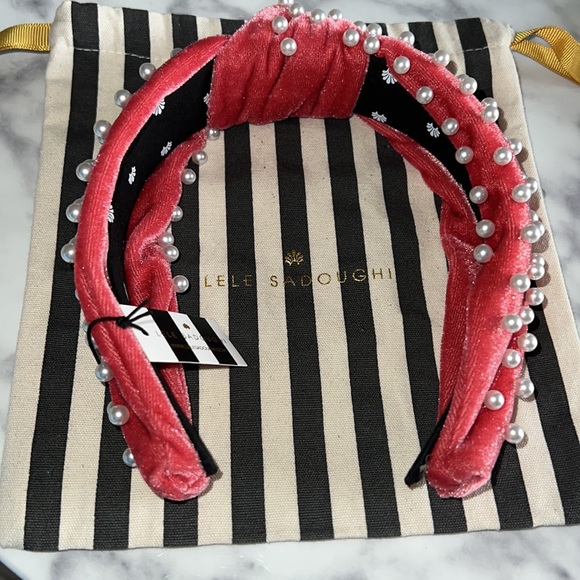 Lele Sadoughi Raspberry Pearl Headband - Picture 3 of 4